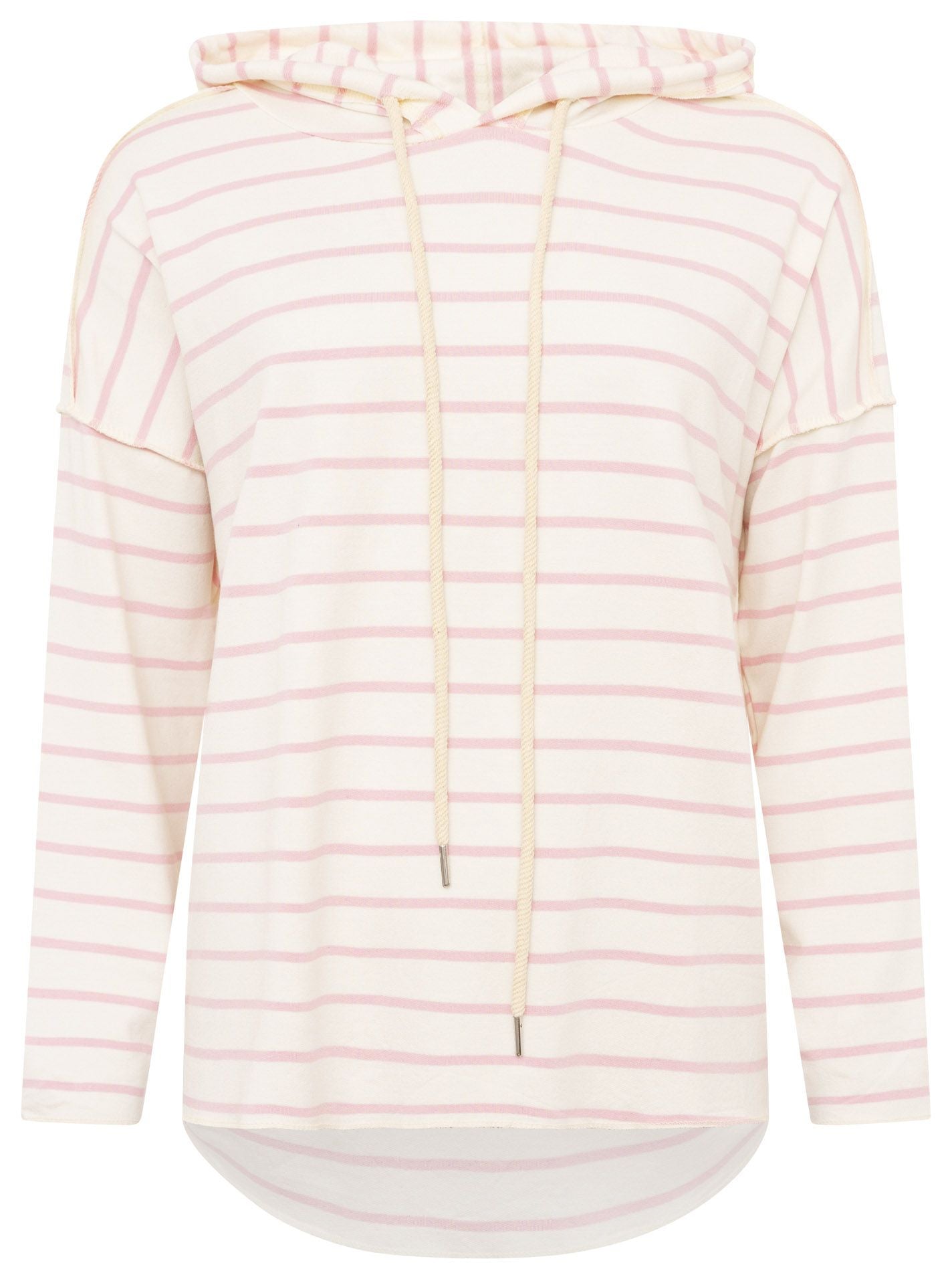 💕 Zwillingsherz Sweatshirt mit Kapuze "Kleine Streifen" Viskose Rosa