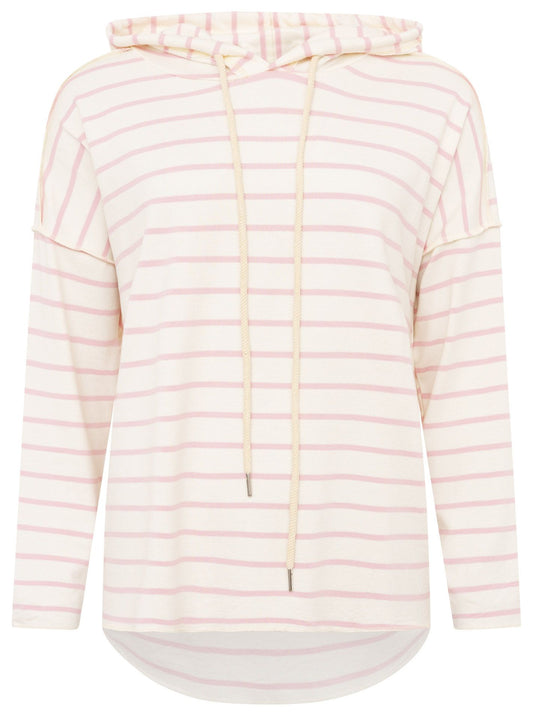 💕 Zwillingsherz Sweatshirt mit Kapuze "Kleine Streifen" Viskose Rosa
