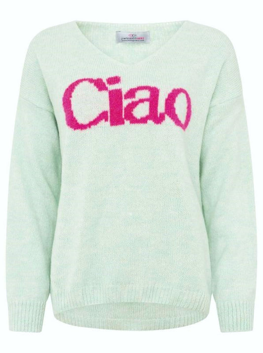 💕 Zwillingsherz Oversized Strick Pullover "Ciao" Mint