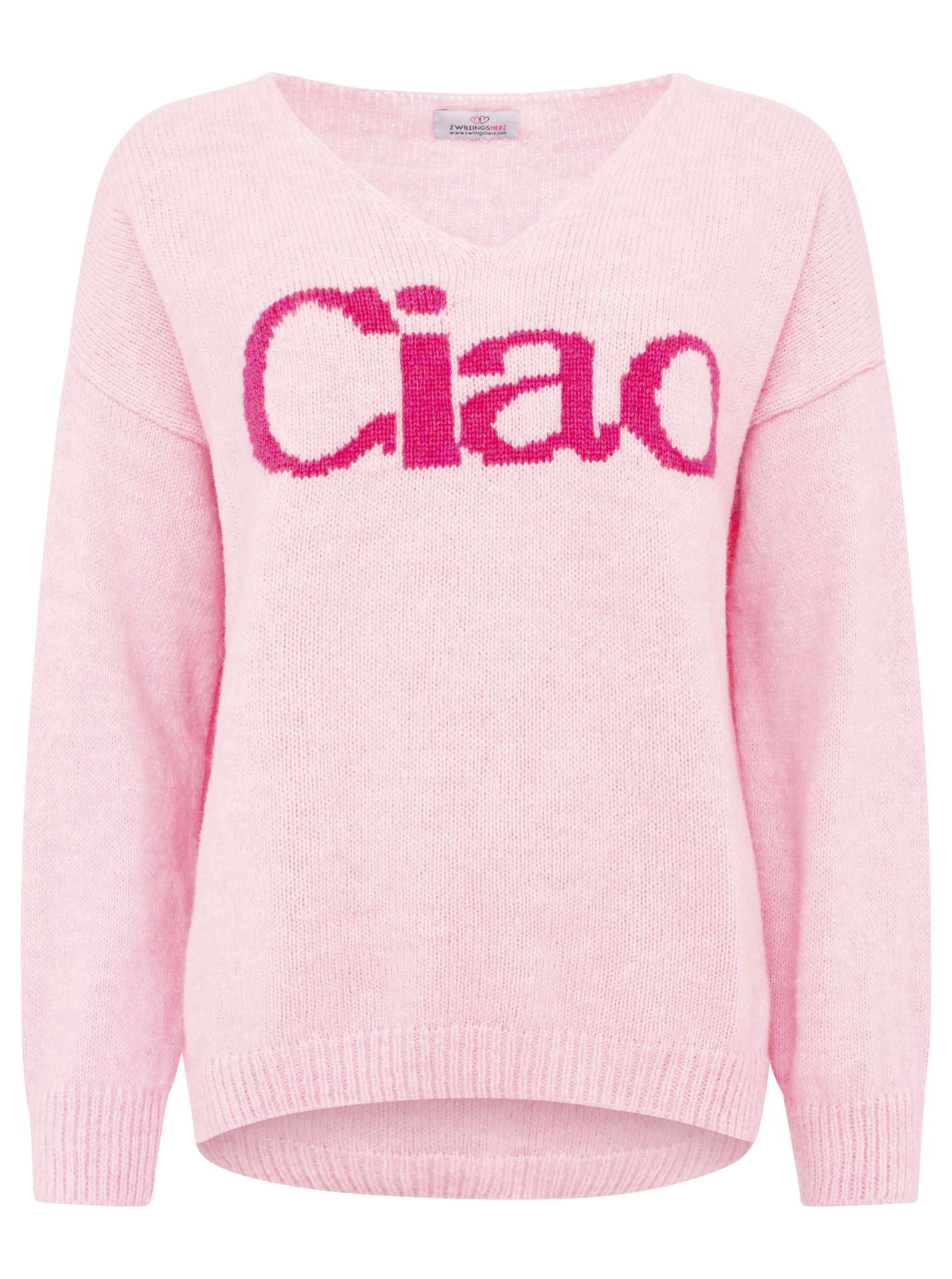 💕 Zwillingsherz Oversized Strick Pullover "Ciao" Rosa