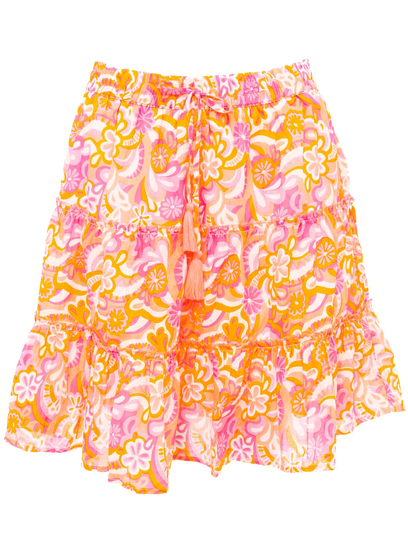 💕 Zwillingsherz Rock "Comic Blumen" 100 % Baumwolle Orange