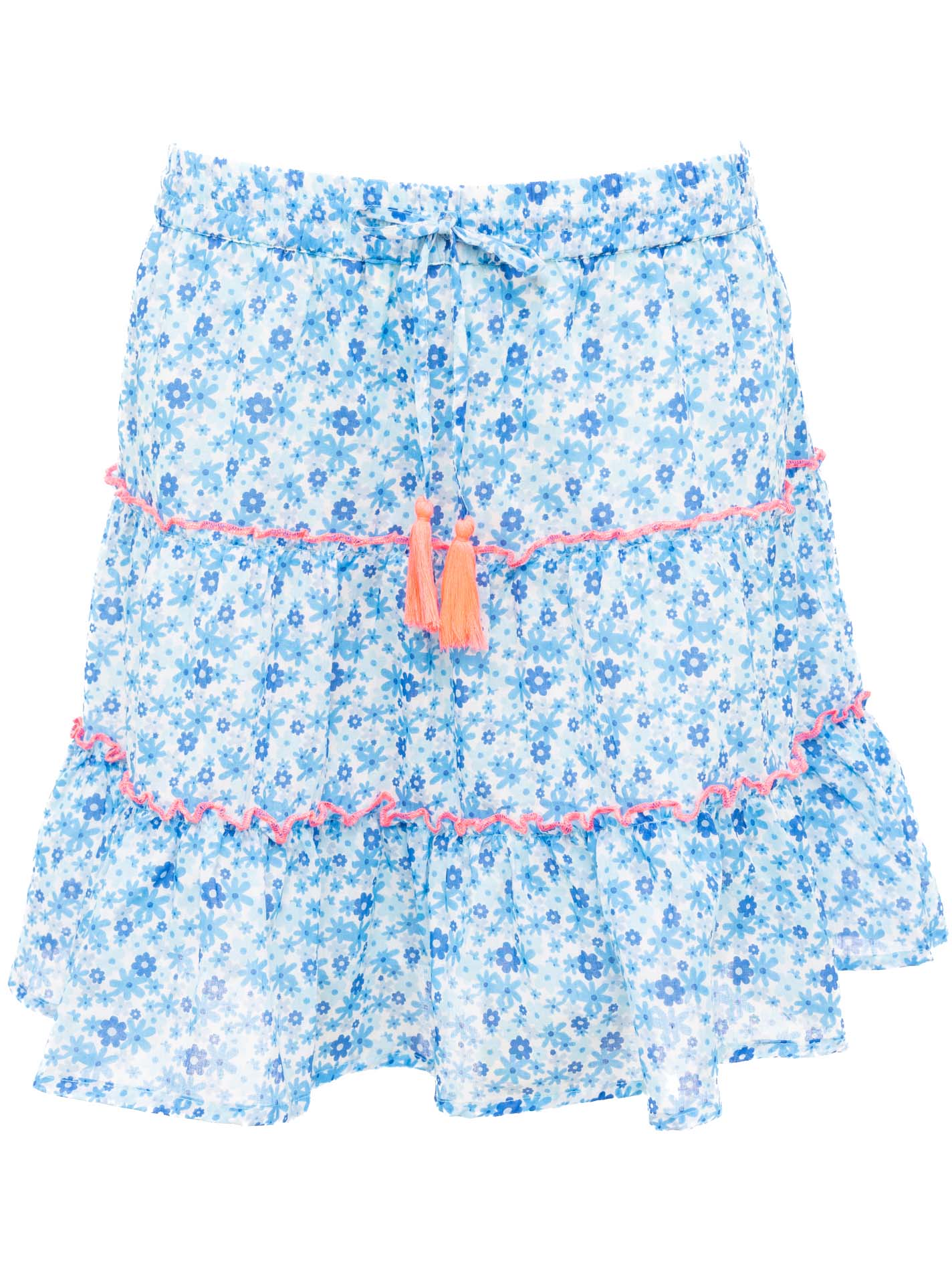 💕 Zwillingsherz Rock "Blumen Himmel" 100 % Baumwolle Blau