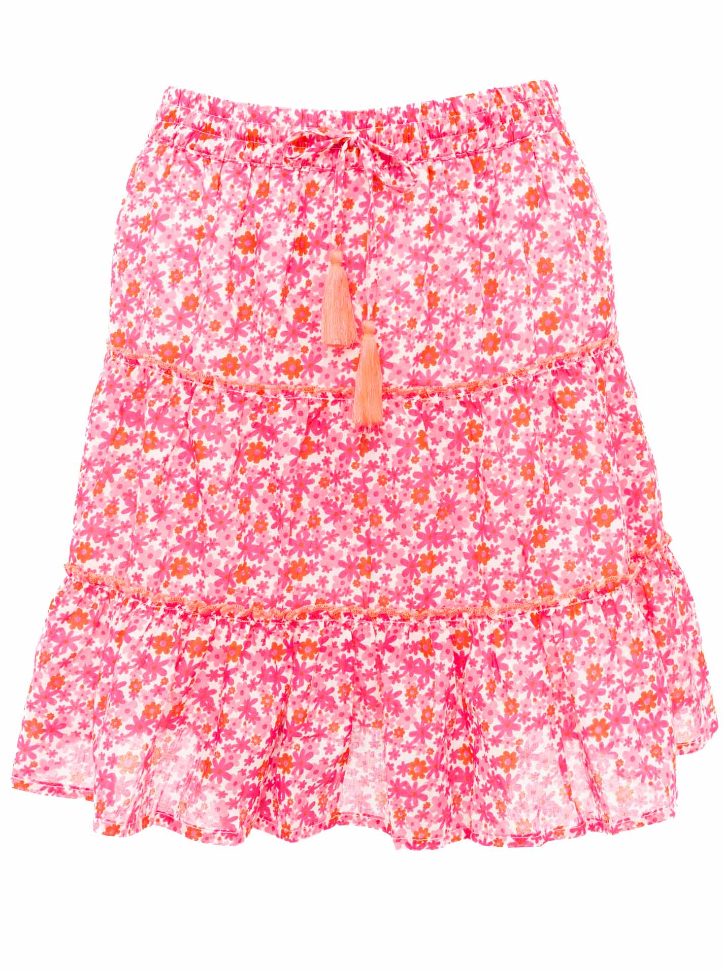 💕 Zwillingsherz Rock "Blumen Himmel" 100 % Baumwolle Pink