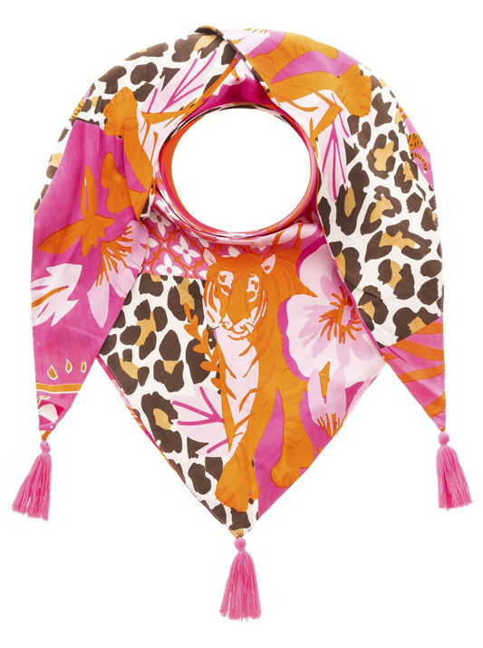 💕 Zwillingsherz Dreieckstuch "Free Wild Leo" 100 % Viskose nachhaltig Pink