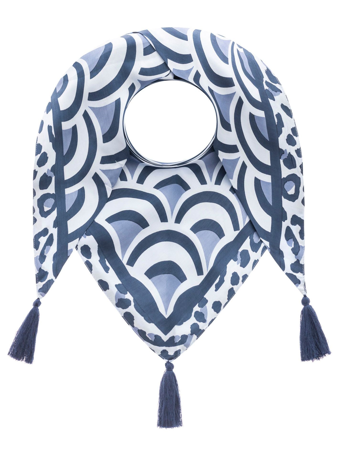 💕 Zwillingsherz Dreieckstuch "Schuppenmuster" 100 % Viskose nachhaltig Blau