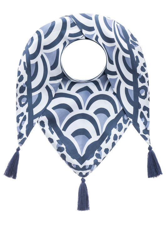 💕 Zwillingsherz Dreieckstuch "Schuppenmuster" 100 % Viskose nachhaltig Blau