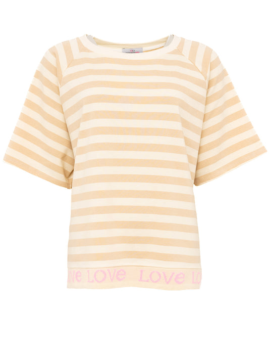 💕 Zwillingsherz Shirt "Streifen & Love" Baumwolle Jersey Beige
