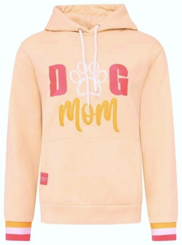 💕 Zwillingsherz Sweatshirt Hoodie "Dog Mom" Sweater Baumwolle Beige