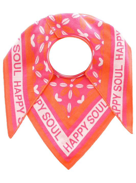 💕 Zwillingsherz Dreieckstuch "Happy Blumen" Baumwolle Orange Pink