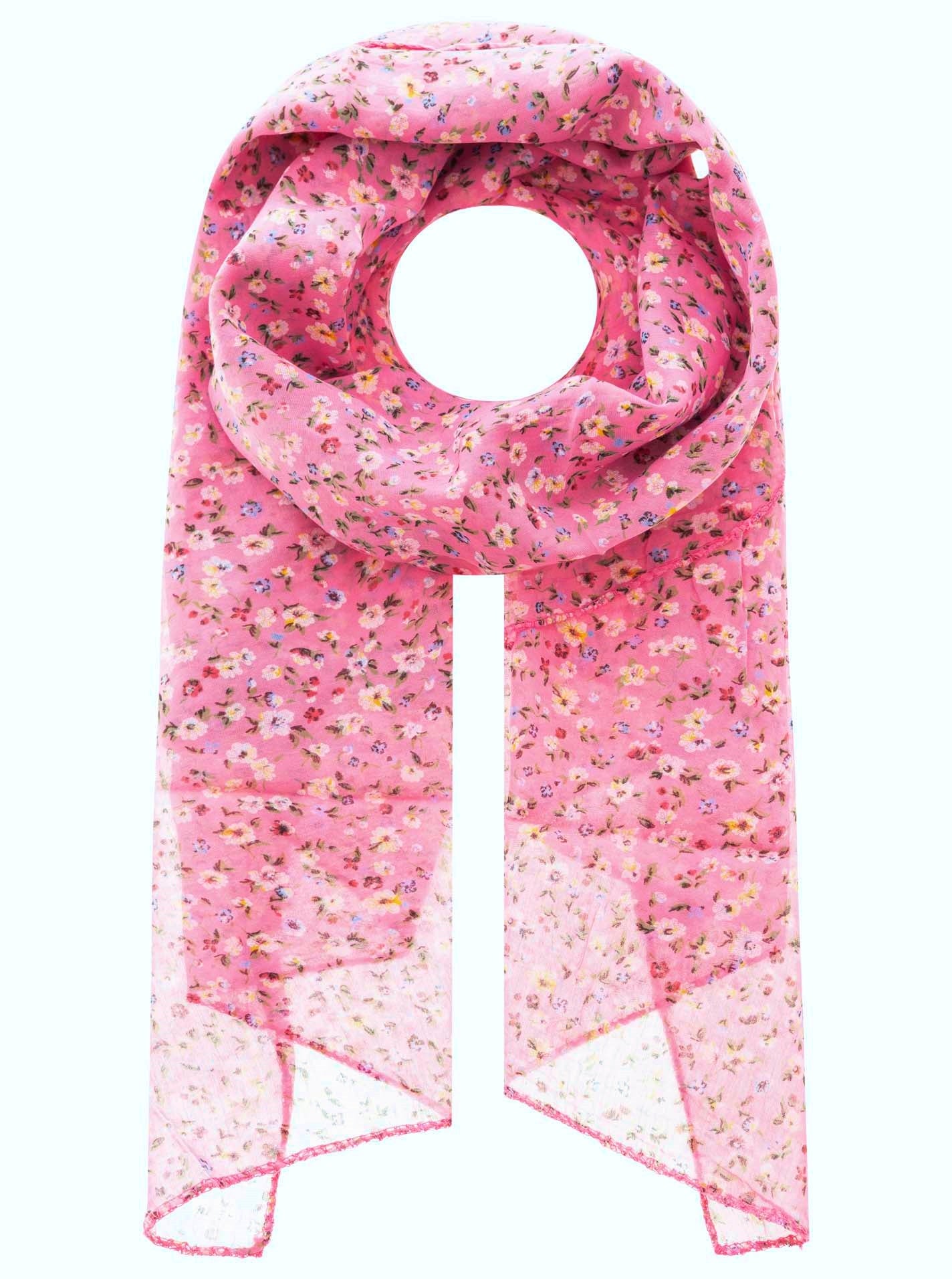 Schal Tuch "Blumenwiese" Baumwolle Seide Pink