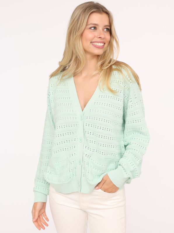 💕 Zwillingsherz Strickjacke "Lochstrick Uni" 100 % Baumwolle Grün