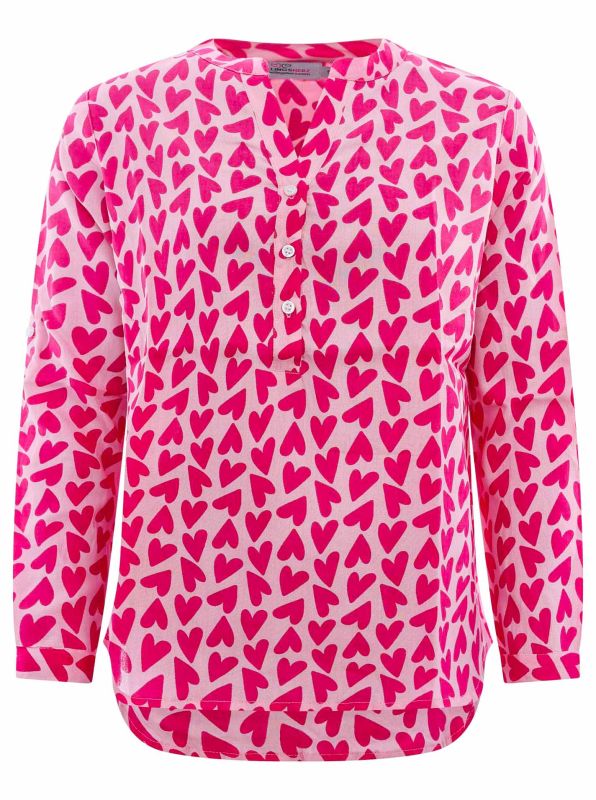 💕 Zwillingsherz Bluse "Herzen" Viskose Pink Rot