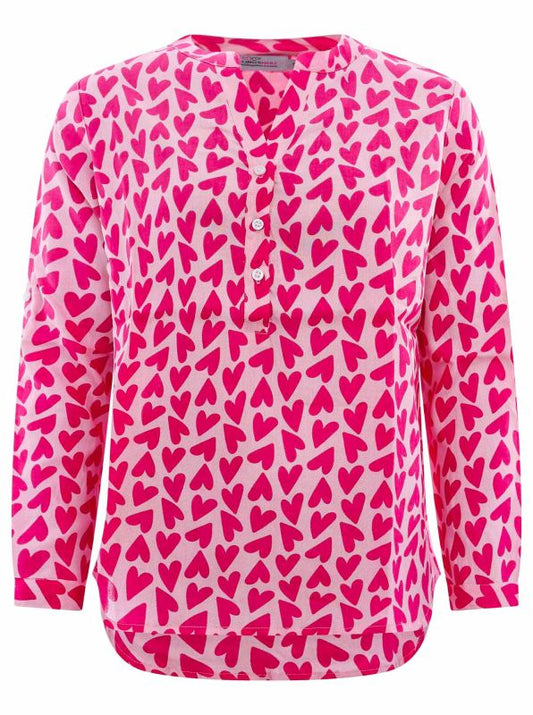 💕 Zwillingsherz Bluse "Herzen" Viskose Pink Rot