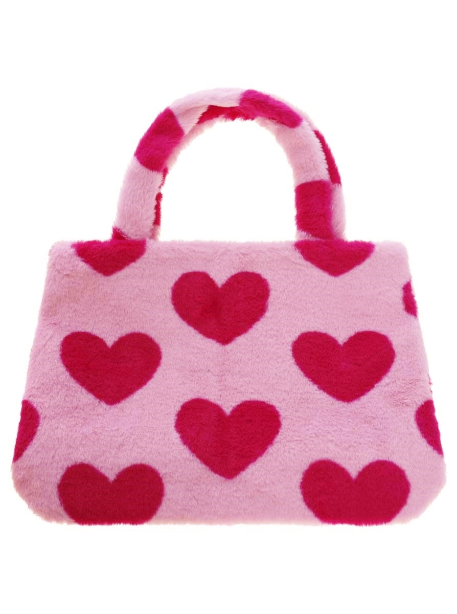 Tasche Shopper Flauschtasche "Flauschige Herzen" Pink