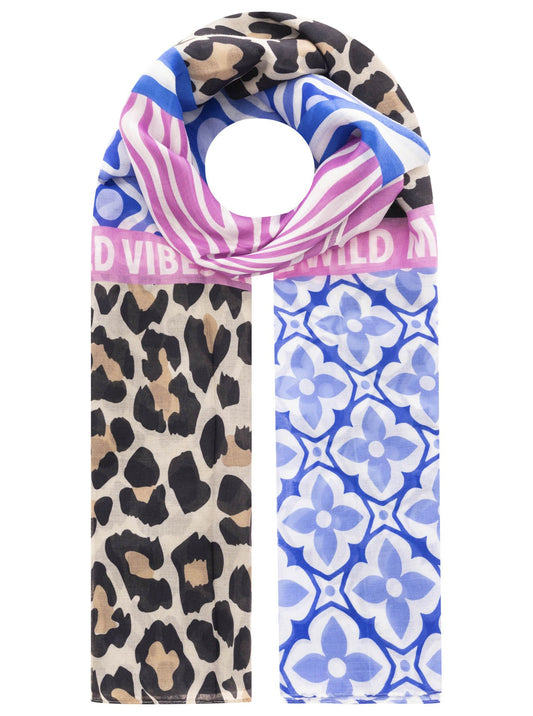 💕 Zwillingsherz Schal "Animal Block" Viskose Mix Blau
