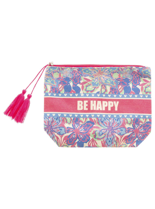 💕 Zwillingsherz Kosmetiktasche "Be happy" Pouch Blau