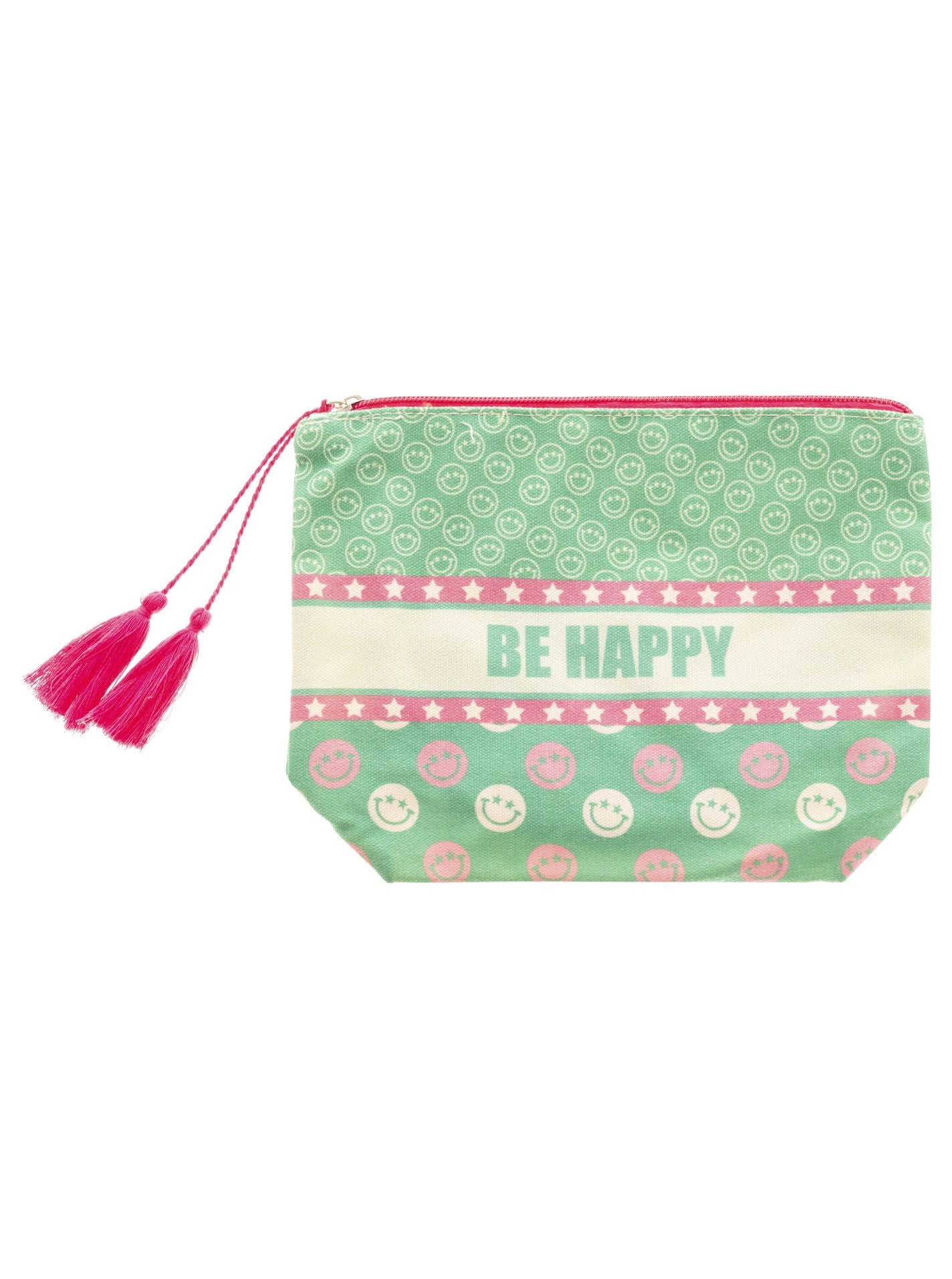 💕 Zwillingsherz Kosmetiktasche "Be Happy" Pouch Grün