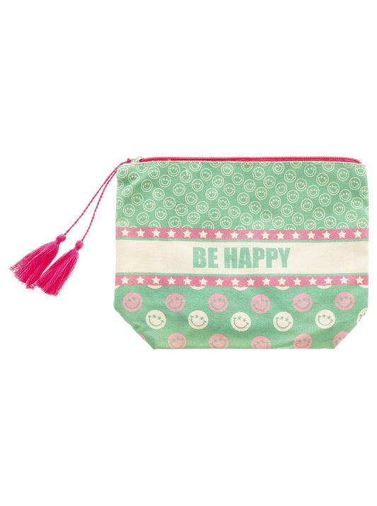 💕 Zwillingsherz Kosmetiktasche "Be Happy" Pouch Grün