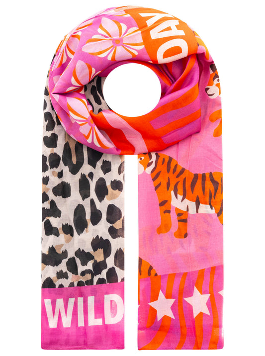 💕 Zwillingsherz Schal "Tiger Star" Viskose Mix Pink