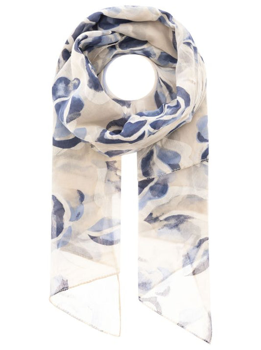 Schal Tuch "Aquarell" Baumwolle Seide Creme
