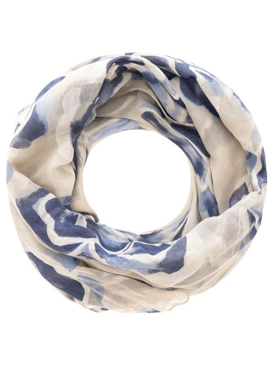 Loop Schal Tuch "Aquarell Lilien" Baumwolle Seide Creme