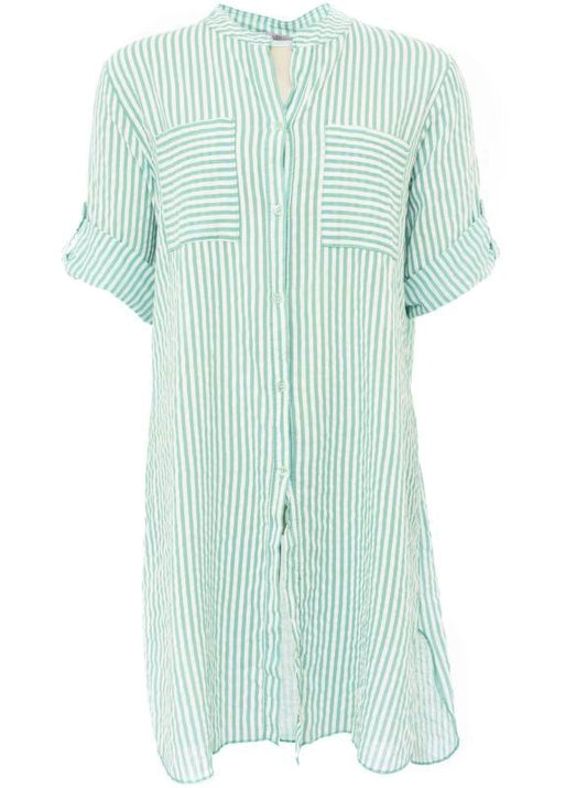 💕 Zwillingsherz Kleid Hemdblusenkleid "Kida" Longbluse Mint Streifen