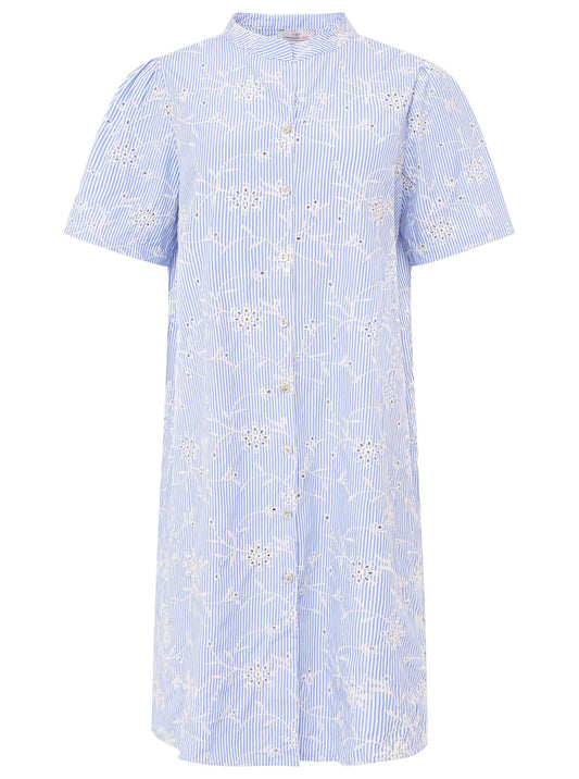 💕 Zwillingsherz Kleid "Streifen & Stickerei" Blau