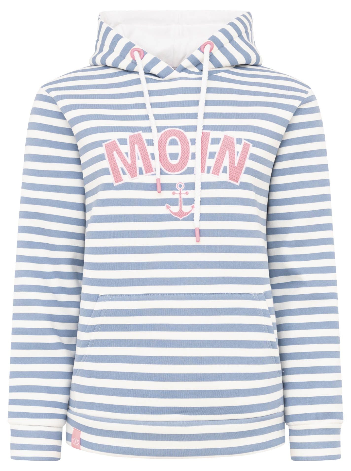 💕 Zwillingsherz Hoodie "Streifen Moin" Jeansblau