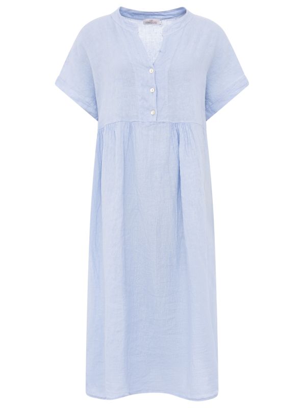 💕 Zwillingsherz Maxikleid "Deluxe" 100 % Leinen Hellblau