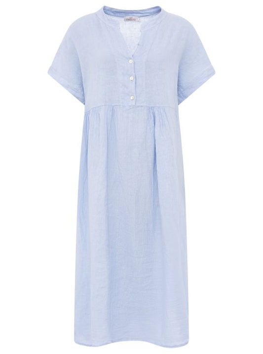💕 Zwillingsherz Maxikleid "Deluxe" 100 % Leinen Hellblau