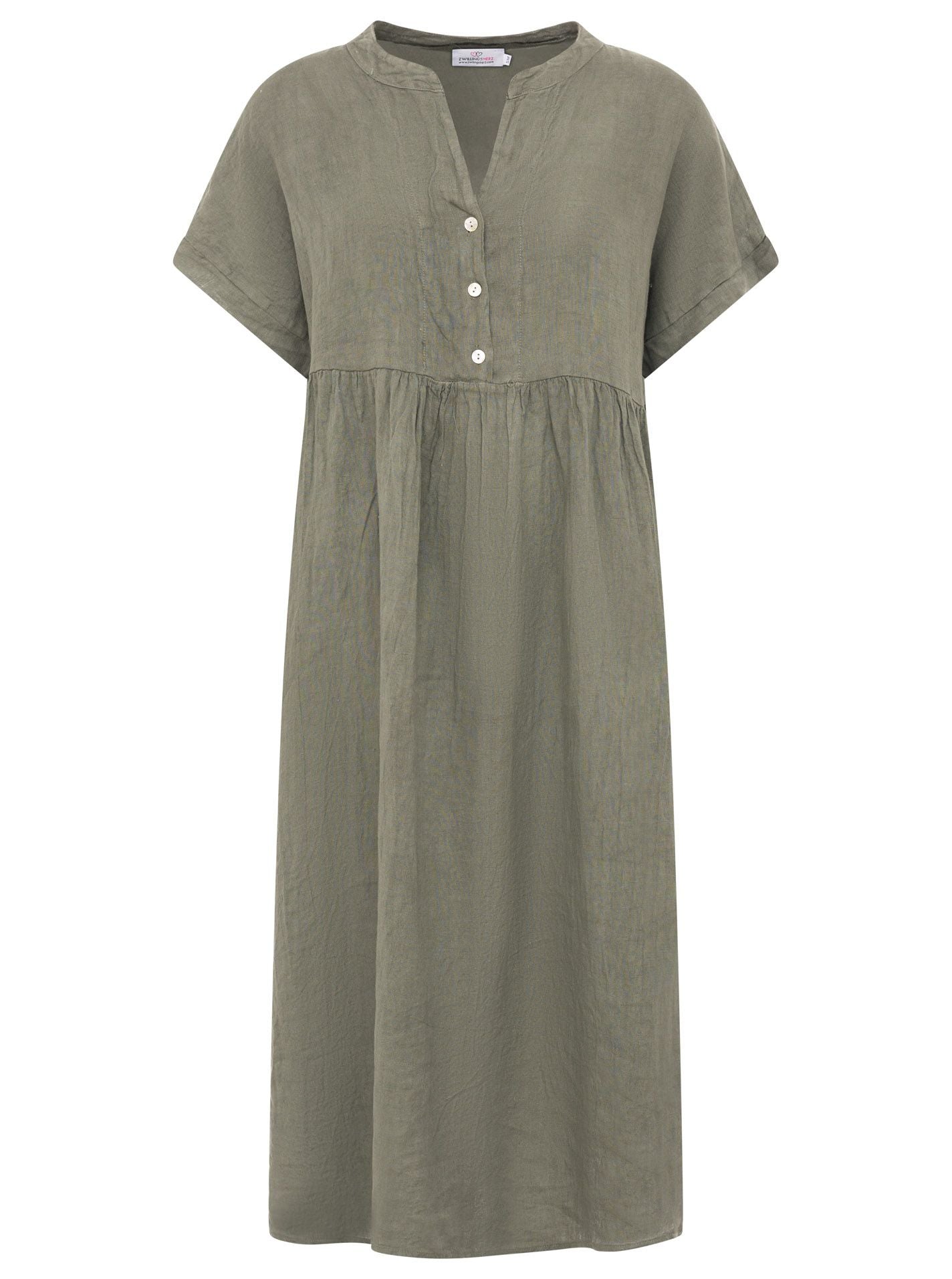 💕 Zwillingsherz Maxikleid "Deluxe" 100 % Leinen Khaki