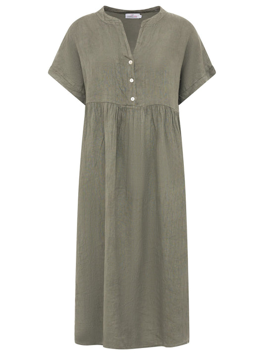 💕 Zwillingsherz Maxikleid "Deluxe" 100 % Leinen Khaki