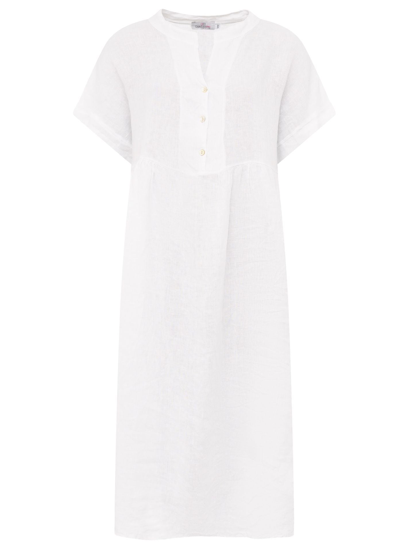 💕 Zwillingsherz Maxikleid "Deluxe" 100 % Leinen Weiß