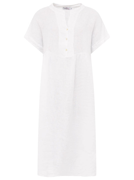 💕 Zwillingsherz Maxikleid "Deluxe" 100 % Leinen Weiß