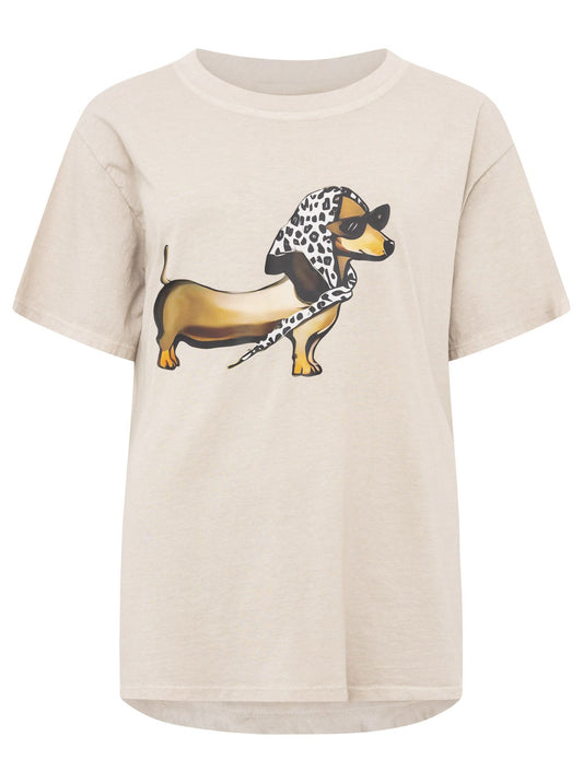 💕 Zwillingsherz Shirt "Madame Dackel" Baumwolle Jersey Beige