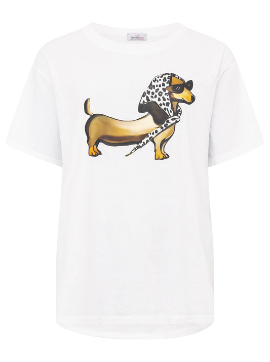 💕 Zwillingsherz Shirt "Madame Dackel" Baumwolle Jersey Weiß
