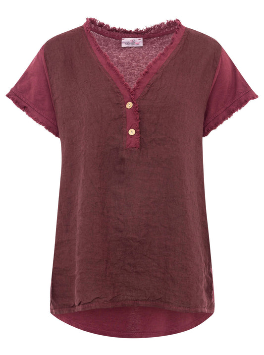 💕 Zwillingsherz Shirt Leinen "Summer Style" Bordaux