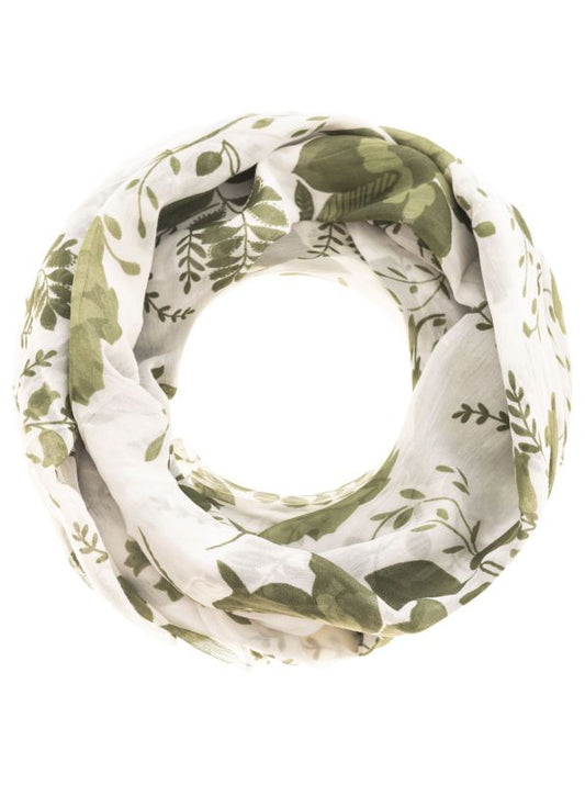 Loop Schal Tuch "Floral Fantasy" Baumwolle Seide Khaki