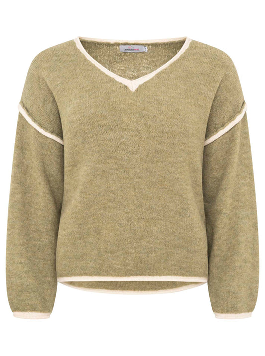 💕 Zwillingsherz V-Neck Pullover "Soft Basic" Khaki