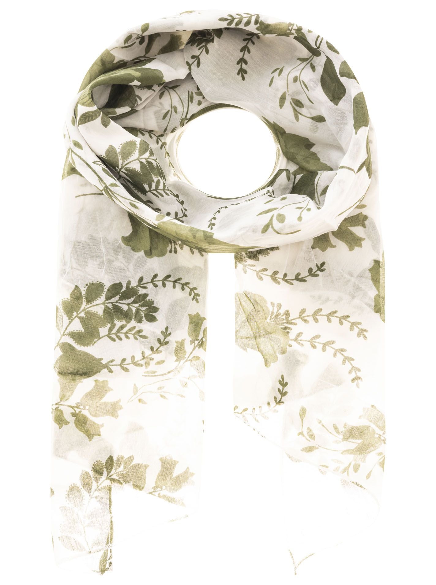 Schal Tuch "Floral Fantasy" Baumwolle Seide Khaki