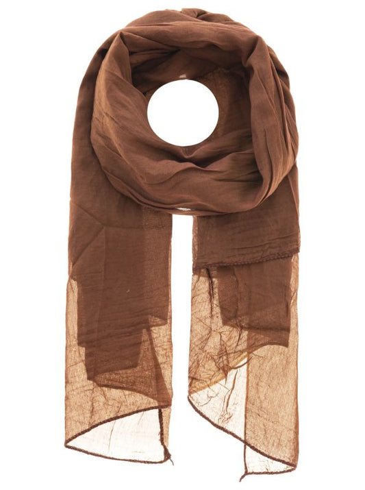 Schal Tuch "Basic Uni" Baumwolle Seide Braun