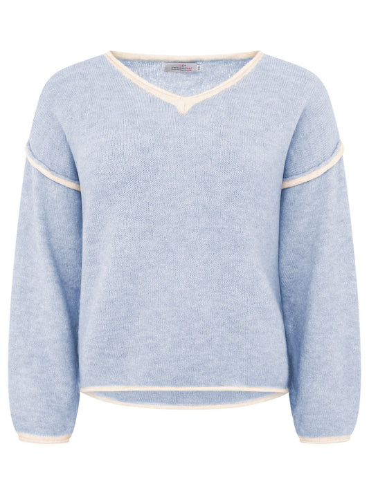 💕 Zwillingsherz V-Neck Pullover "Soft Basic" Hellblau