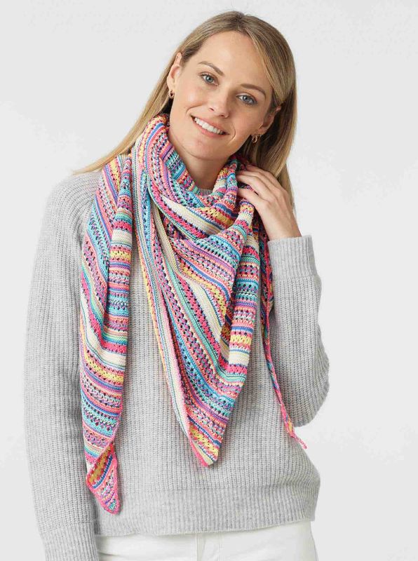 💕 Zwillingsherz Dreieckstuch "Hippie" Häkeloptik Bunt