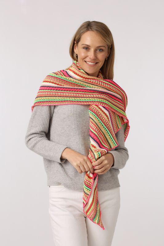 💕 Zwillingsherz Dreieckstuch "Hippie" Häkeloptik Neon Gelb Orange