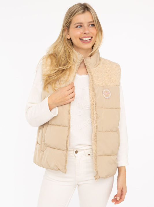 💕 Zwillingsherz Wendeweste "Good Vibes Only" Kurz Weste Beige
