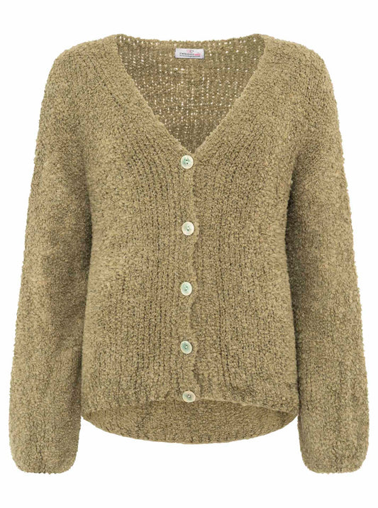 💕 Zwillingsherz Strickjacke Cardigan "Plüsch" Wolle Khaki