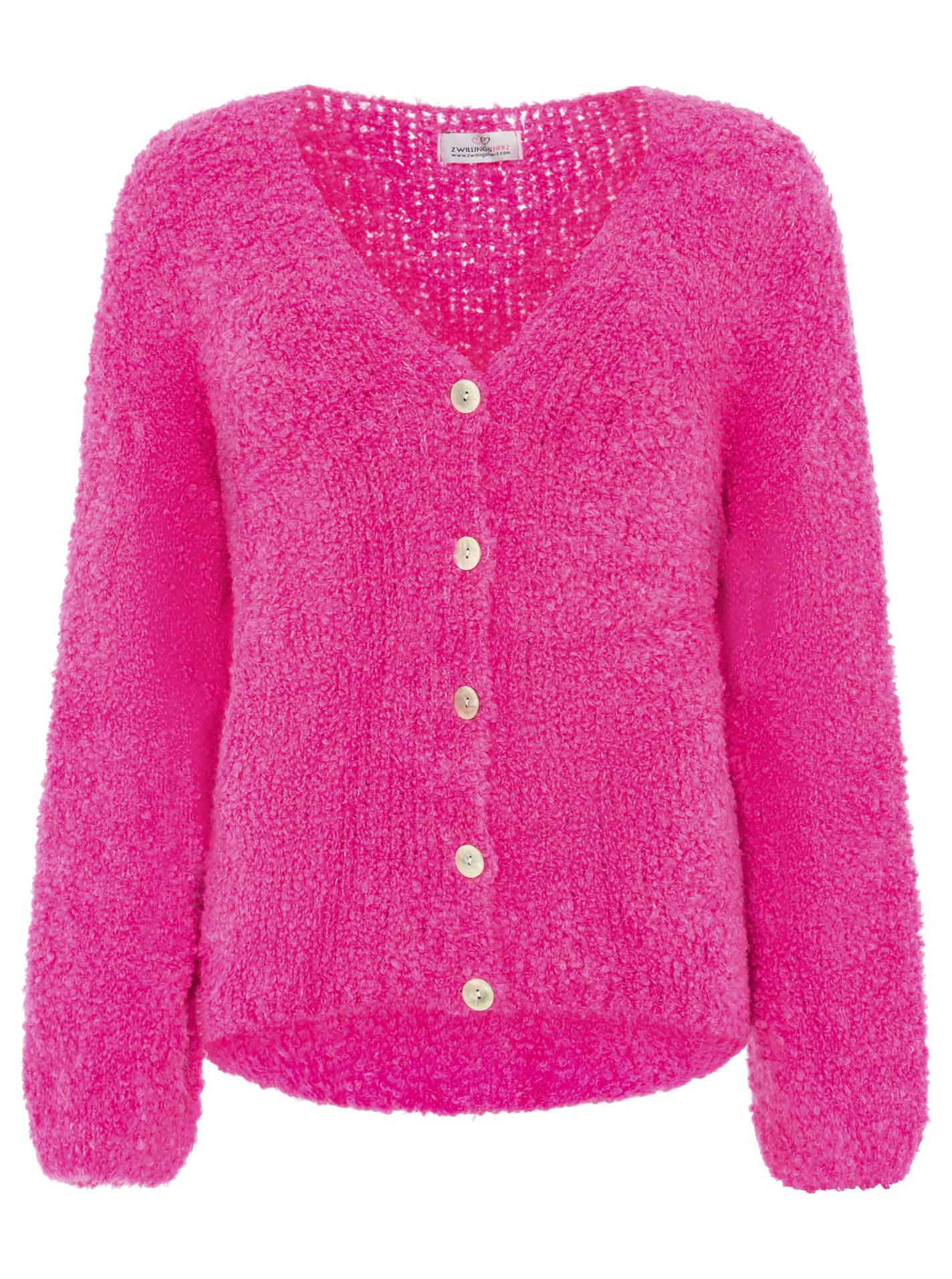 💕 Zwillingsherz Strickjacke Cardigan "Plüsch" Wolle Pink