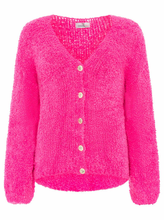 💕 Zwillingsherz Strickjacke Cardigan "Plüsch" Wolle Pink