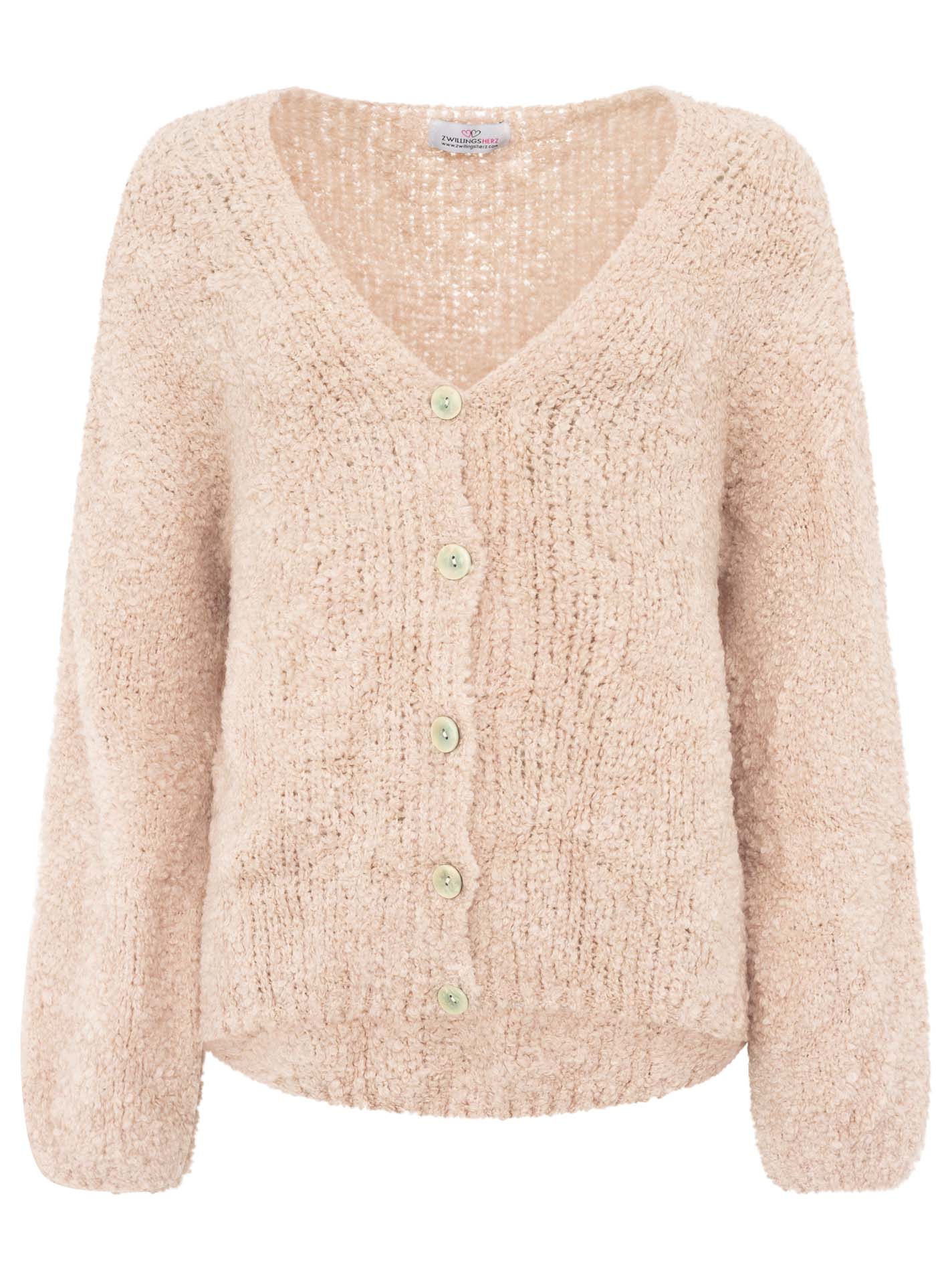 💕 Zwillingsherz Strickjacke Cardigan "Plüsch" Wolle Rosa