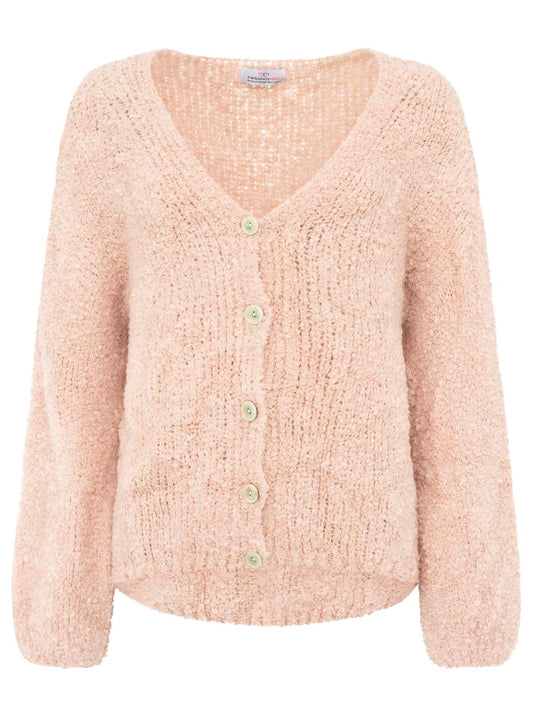 💕 Zwillingsherz Strickjacke Cardigan "Plüsch" Wolle Rosa